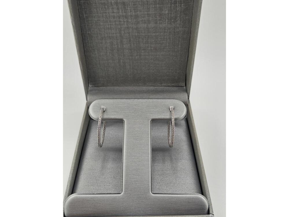 26.9mm 1.8mm wide Sterling Silver Moissanite Hoop Earrings